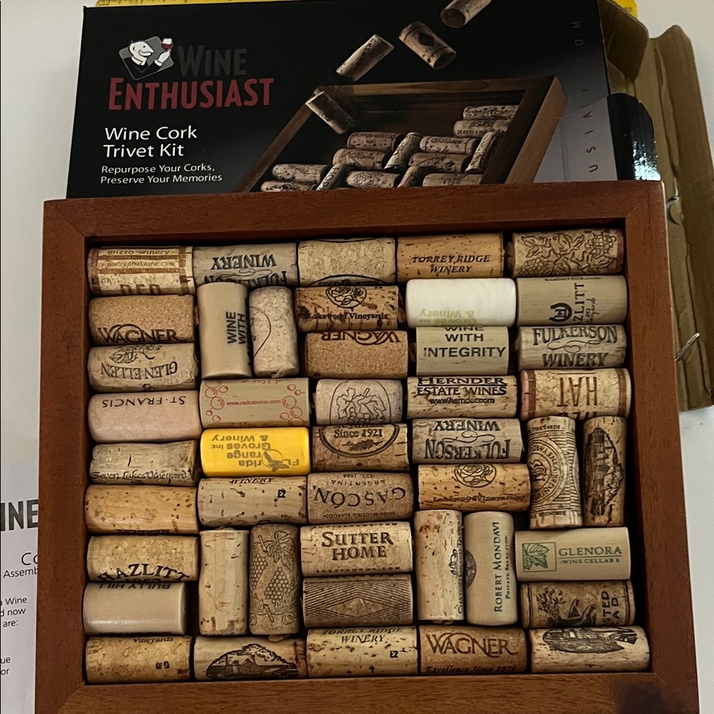 Wine Enthusiast Cork Trivet Kit plus assorted loose corks